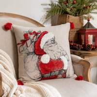 Design Shop Embroidered Tufted Square Pillow with Pom-Poms and Tassels, 20"