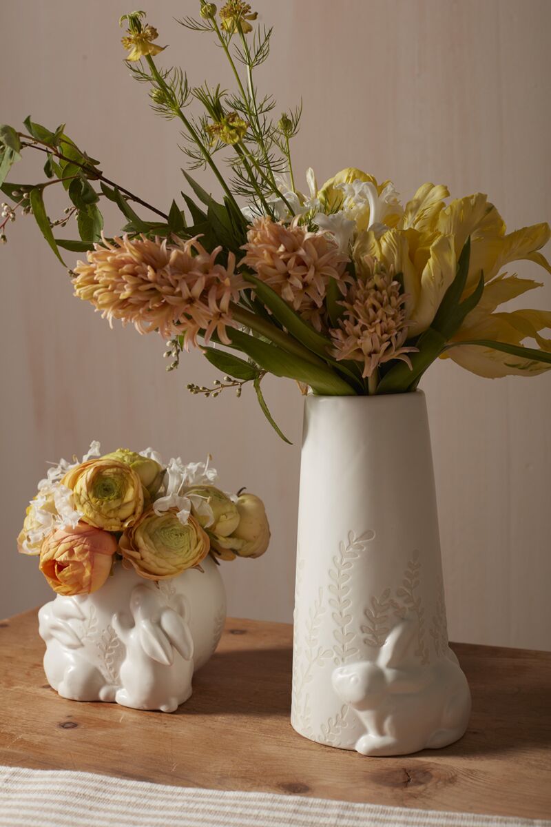 Design Shop White Cottontail Collection Vase, 4" X 7.5"