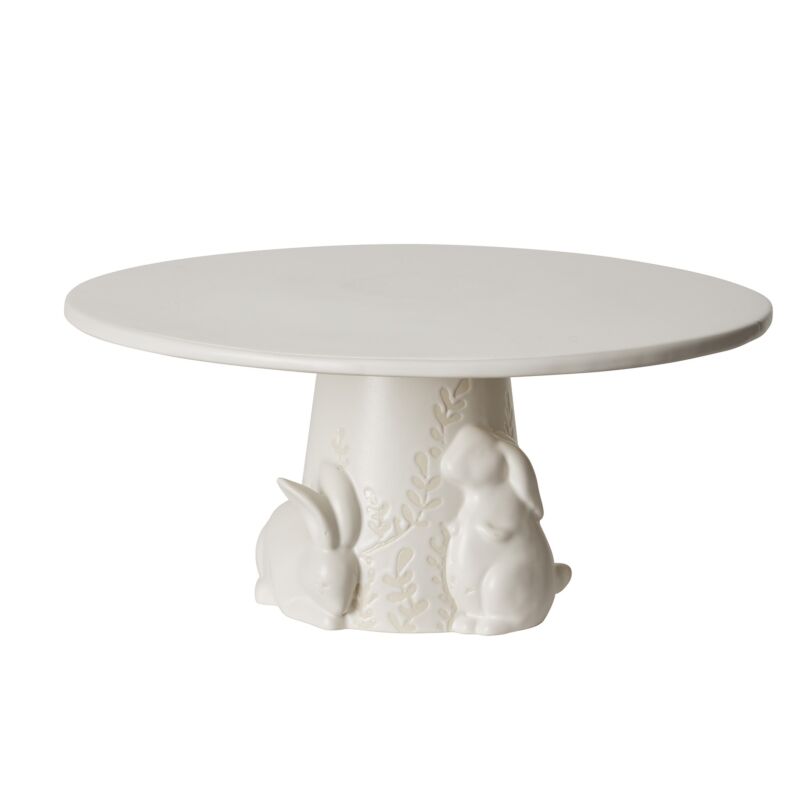 Design Shop White Cottontail Collection Cake Plate, 11.75" X 5.25"