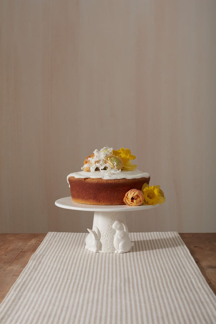 Design Shop White Cottontail Collection Cake Plate, 11.75" X 5.25"