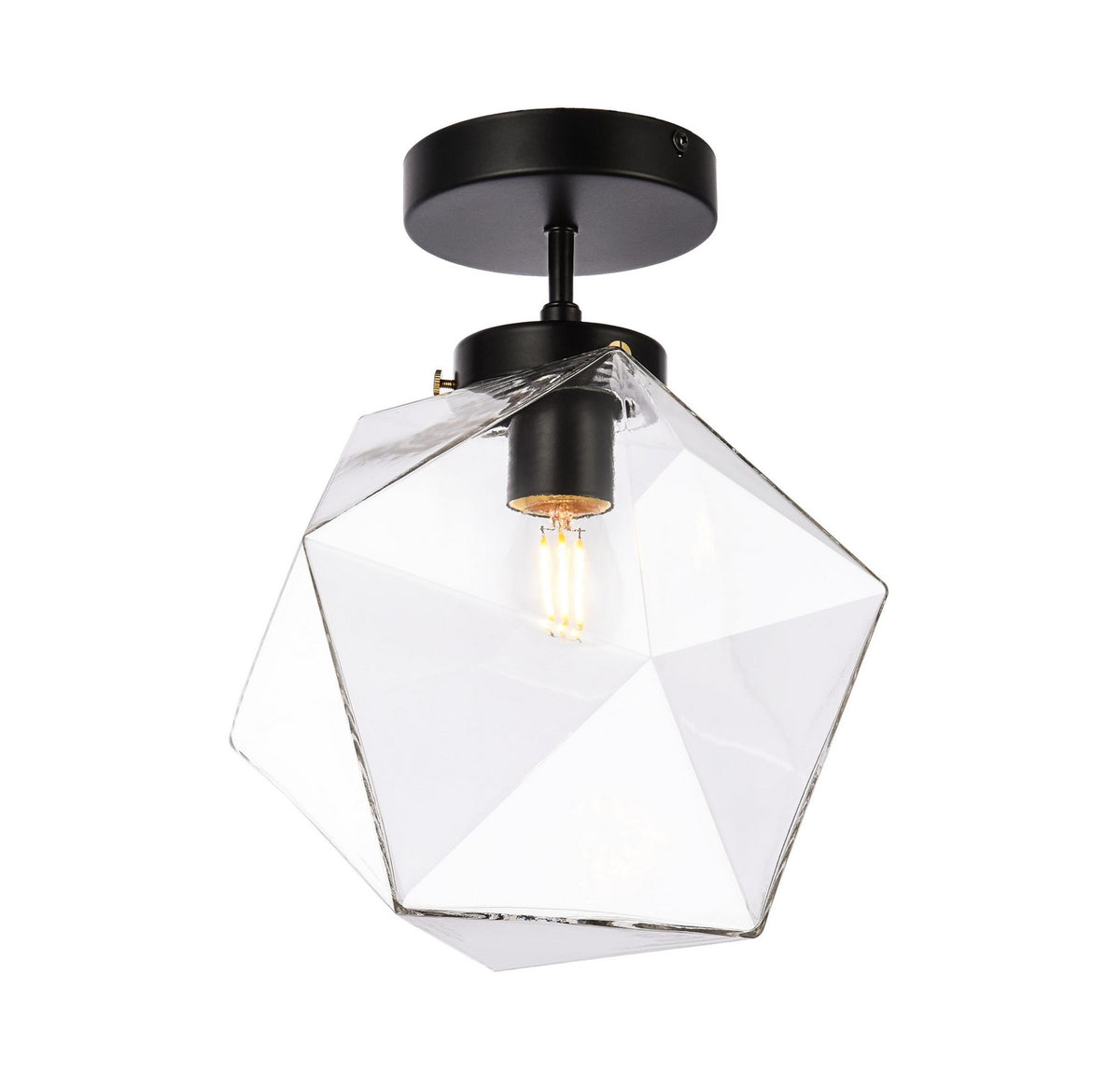 Elegant Lighting - LD2346BK - One Light Flush Mount - Lawrence - Black and Clear