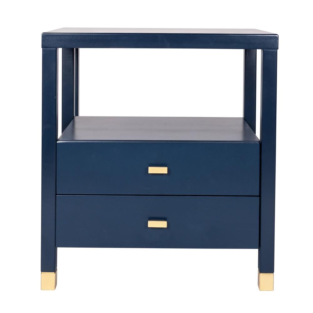 Design Shop Hooper 2-Drawer Wood Side Table, Navy Blue, 22"W