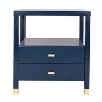 Design Shop Hooper 2-Drawer Wood Side Table, Navy Blue, 22"W
