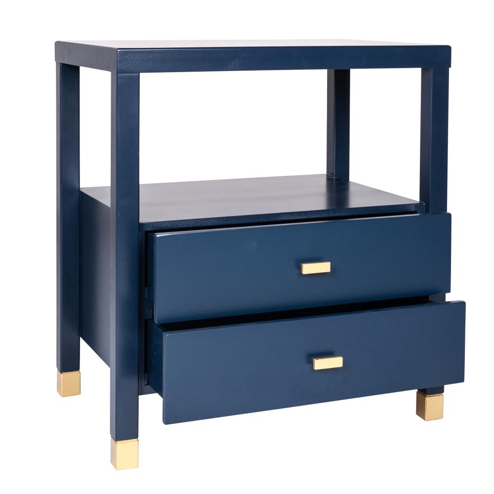 Design Shop Hooper 2-Drawer Wood Side Table, Navy Blue, 22"W