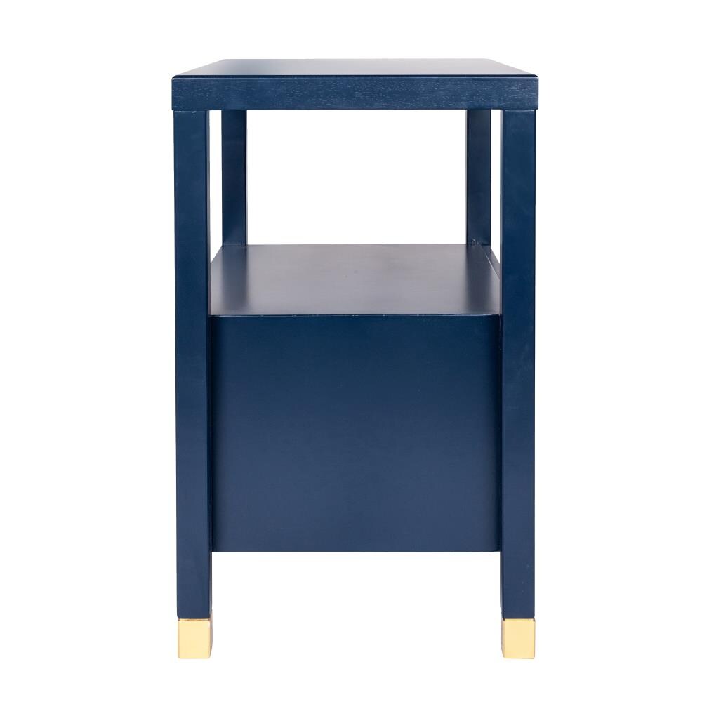 Design Shop Hooper 2-Drawer Wood Side Table, Navy Blue, 22"W