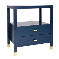 Design Shop Hooper 2-Drawer Wood Side Table, Navy Blue, 22"W