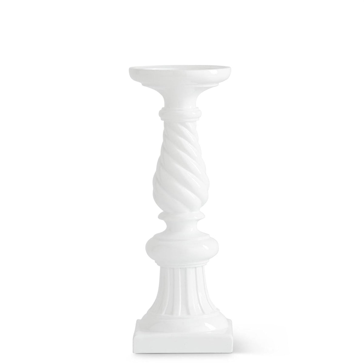 Design Shop Set of 3 White Resin Spiral Candleholders W/Square Base