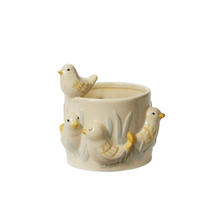 Design Shop Yellow Sweet Tweets Collection Pot, 6" X 5.5".