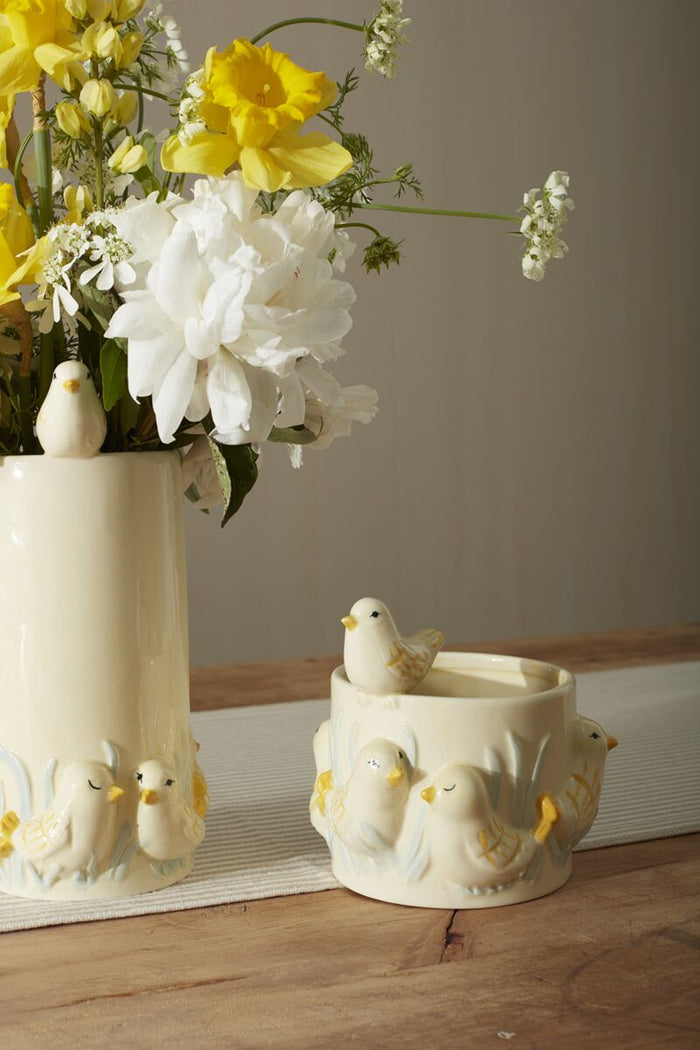 Design Shop Yellow Sweet Tweets Collection Pot, 6" X 5.5".