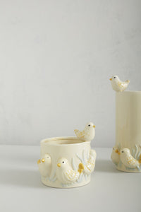 Design Shop Yellow Sweet Tweets Collection Pot, 6" X 5.5".