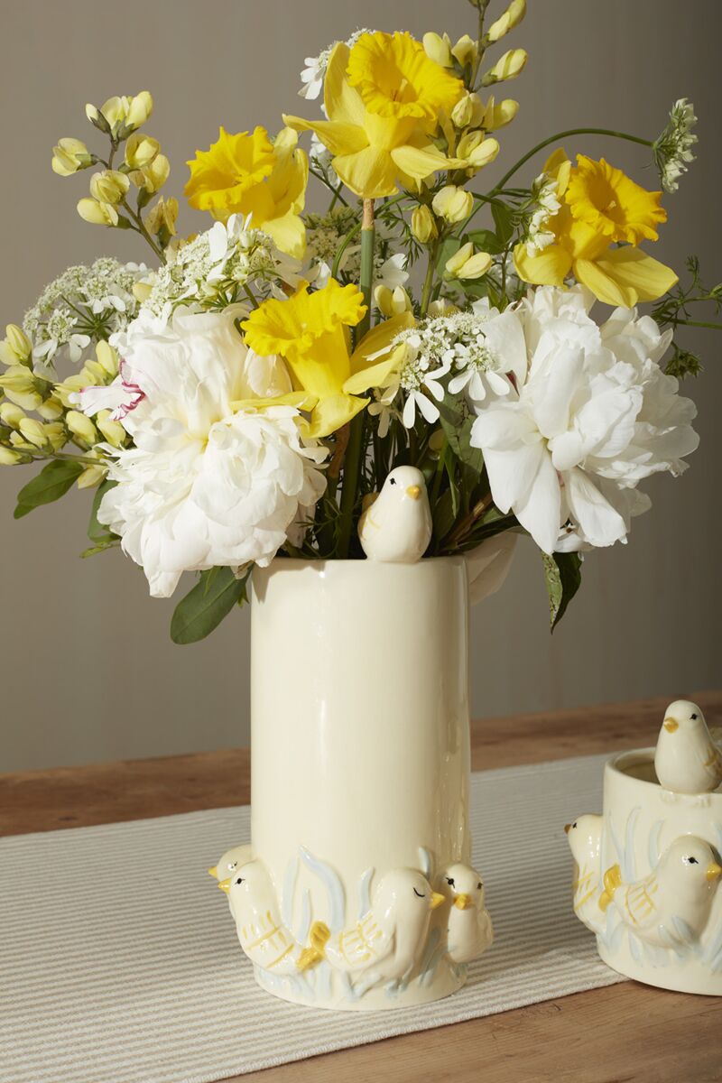 Design Shop Yellow Sweet Tweets Collection Vase, 5" X 9.75".