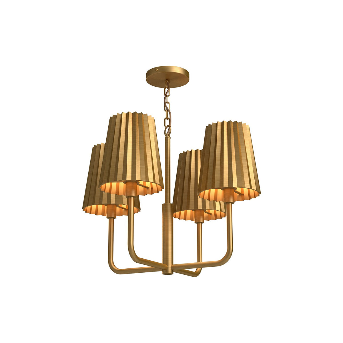 Alora - CH528423AG - Four Light Chandelier - Plisse - Aged Gold