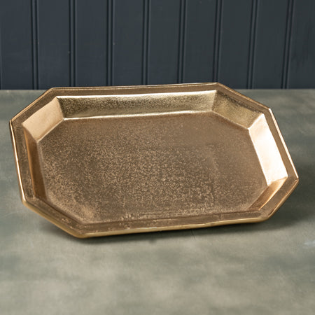 Design Shop Stainless Steel Gold Gilded Cut Corners Texture Tray