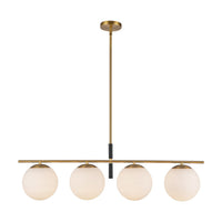 Alora - LP421437BGOP - Four Light Linear Pendant - Zuri - Brushed Gold/Opal Glass