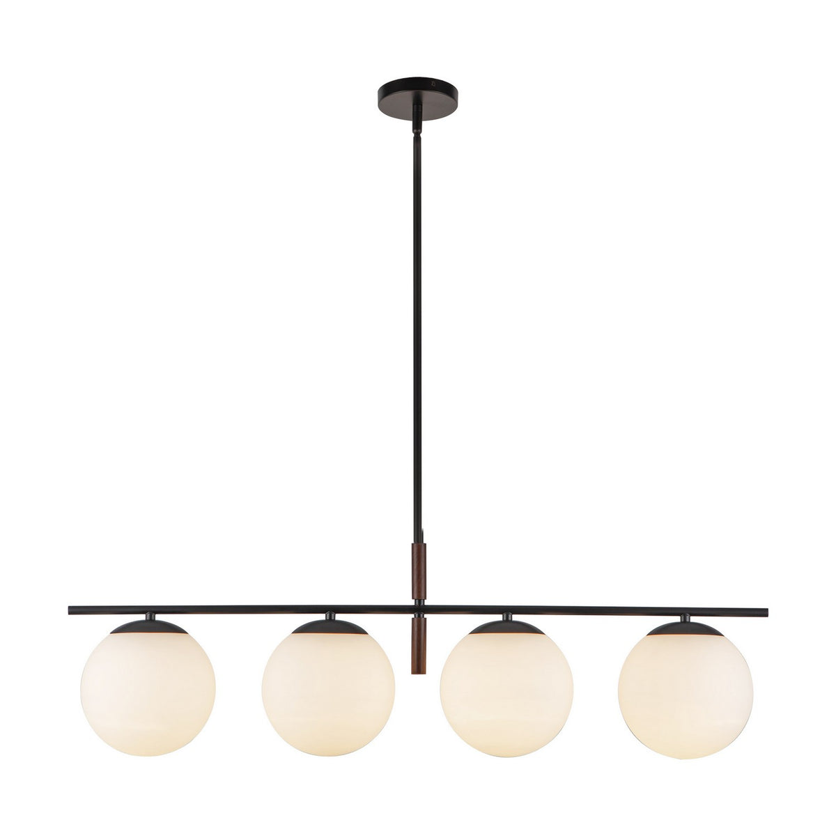Alora - LP421437MBOP - Four Light Linear Pendant - Zuri - Matte Black/Opal Glass