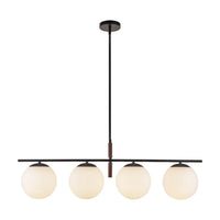 Alora - LP421437MBOP - Four Light Linear Pendant - Zuri - Matte Black/Opal Glass