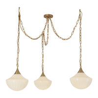 Alora - MP651312BGGR - Three Light Pendant - Farrah - Brushed Gold/Glossy Ribbed Opal Glass