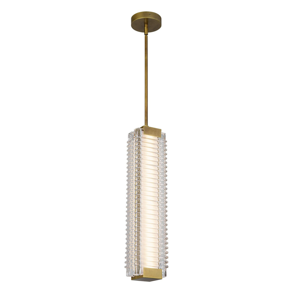 Alora - PD374624VBCR-UNV - LED Pendant - Alai - Vintage Brass/Ribbed Glass