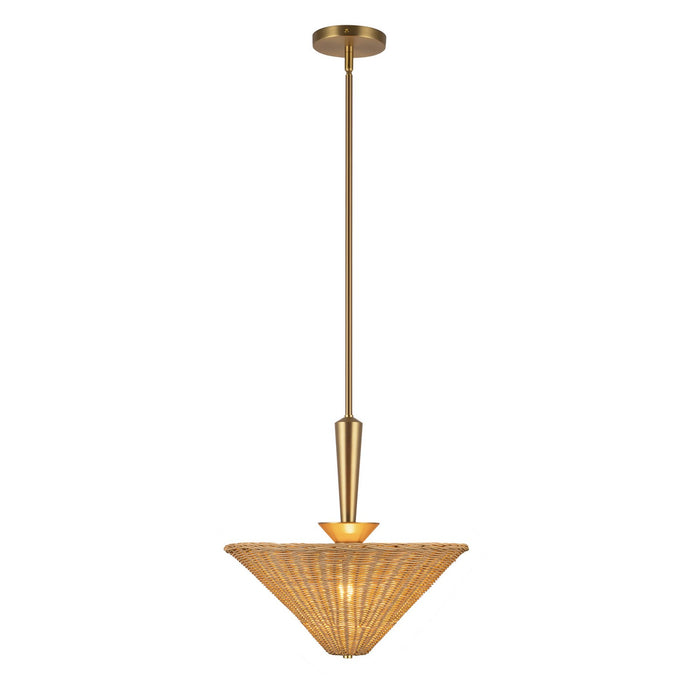 Alora - PD497016BGRA - One Light Pendant - Bridgette - Brushed Gold/Rattan