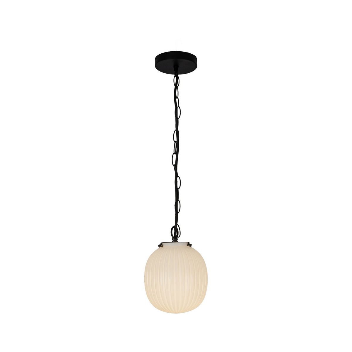 Alora - PD579107MBGR - One Light Pendant - Cherise - Matte Black/Glossy Ribbed Opal Glass