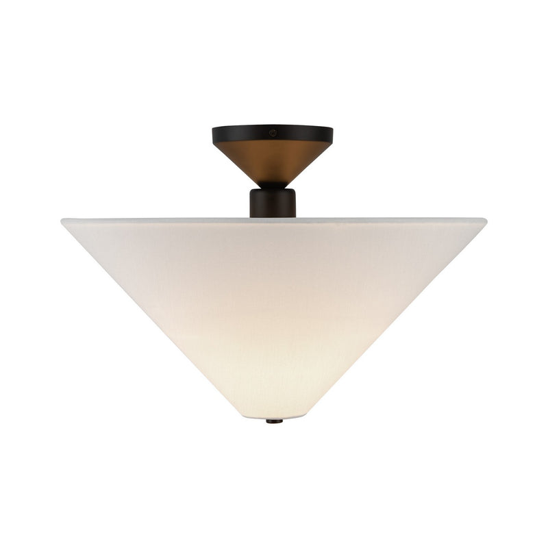 Alora - SF497016MBWL - One Light Semi-Flush Mount - Bridgette - Matte Black/White Linen