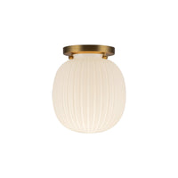 Alora - SF579107BGGR - One Light Semi-Flush Mount - Cherise - Brushed Gold/Glossy Ribbed Opal Glass