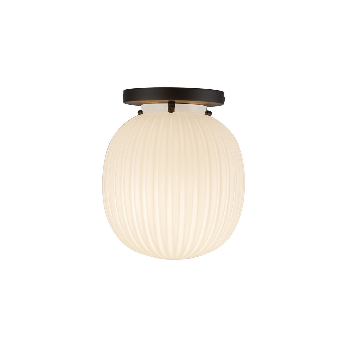 Alora - SF579107MBGR - One Light Semi-Flush Mount - Cherise - Matte Black/Glossy Ribbed Opal Glass