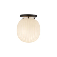 Alora - SF579107MBGR - One Light Semi-Flush Mount - Cherise - Matte Black/Glossy Ribbed Opal Glass