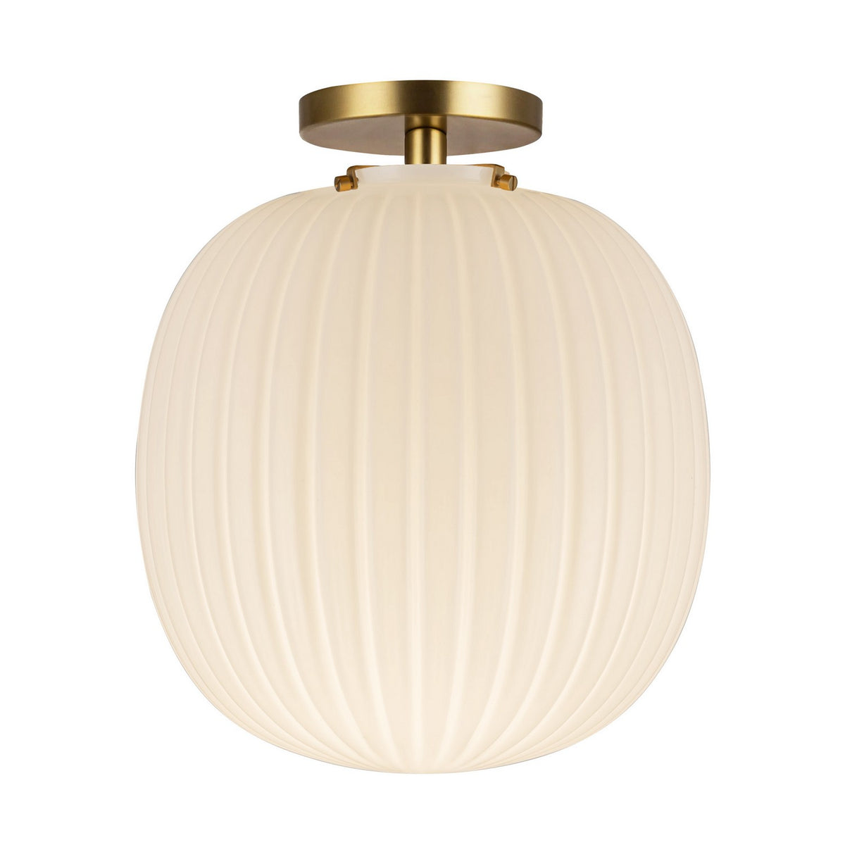 Alora - SF579112BGGR - One Light Semi-Flush Mount - Cherise - Brushed Gold/Glossy Ribbed Opal Glass