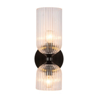 Alora - WV442612MBCR - Two Light Vanity - Nelly - Matte Black/Clear Ribbed Glass