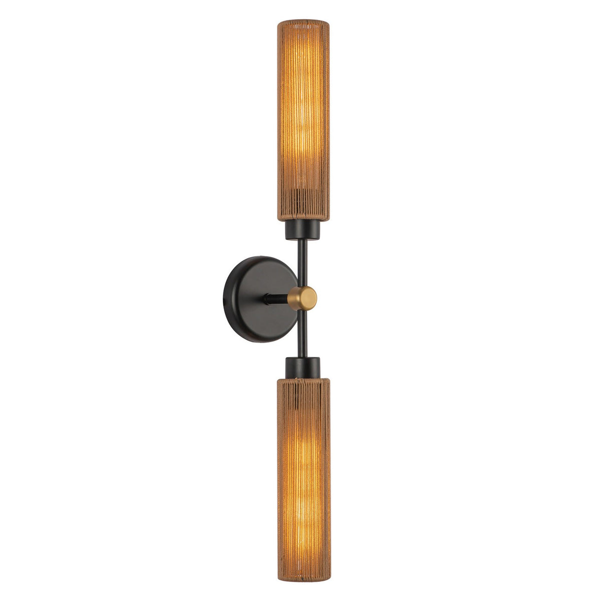Alora - WV491223MBTJ - Two Light Vanity - Colby - Matte Black/Tan Jute