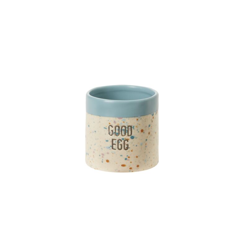 Design Shop Blue Spritz Easter Pot Good Egg, 3.5" X 3.25".