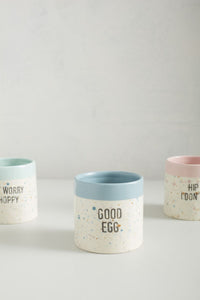 Design Shop Blue Spritz Easter Pot Good Egg, 3.5" X 3.25".
