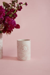 Design Shop Pink Pink Marbleized Vase, 4" X 5.75", Set of 4.