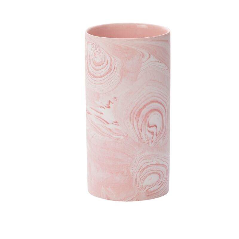 Design Shop Pink Pink Marbleized Vase, 4" X 8", Set of 2.