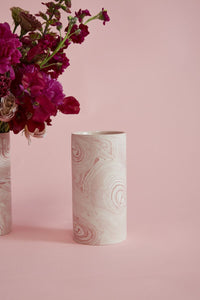 Design Shop Pink Pink Marbleized Vase, 4" X 8", Set of 2.