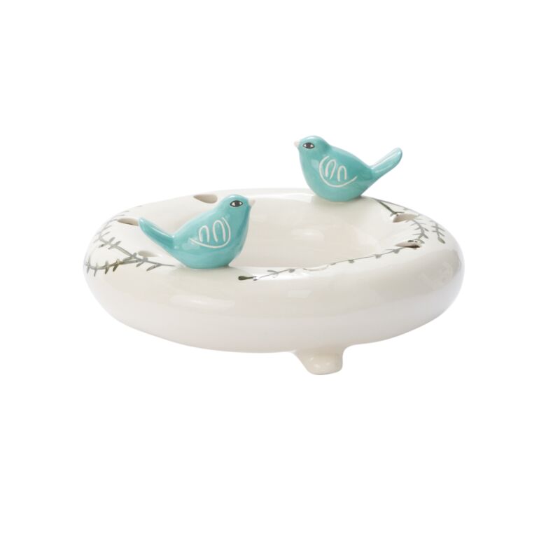 Design Shop White Perched Collection Flowerfrog, 10" X 4.25"