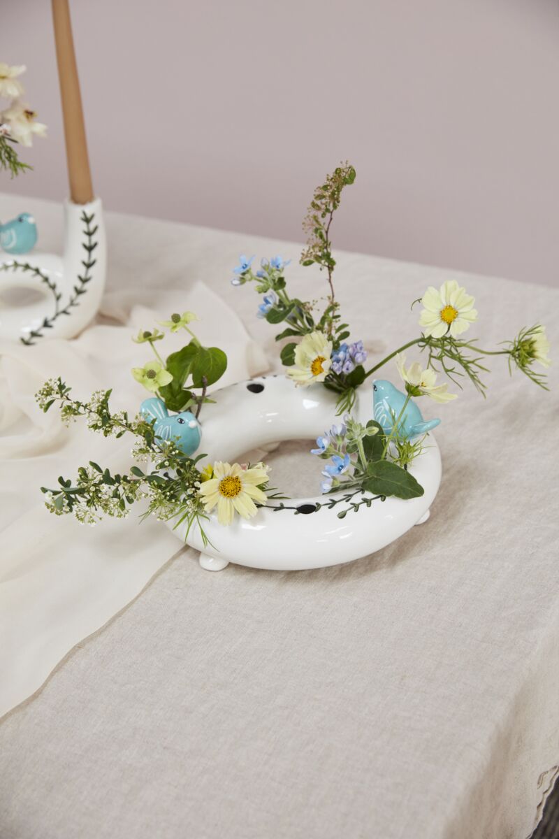 Design Shop White Perched Collection Flowerfrog, 10" X 4.25"