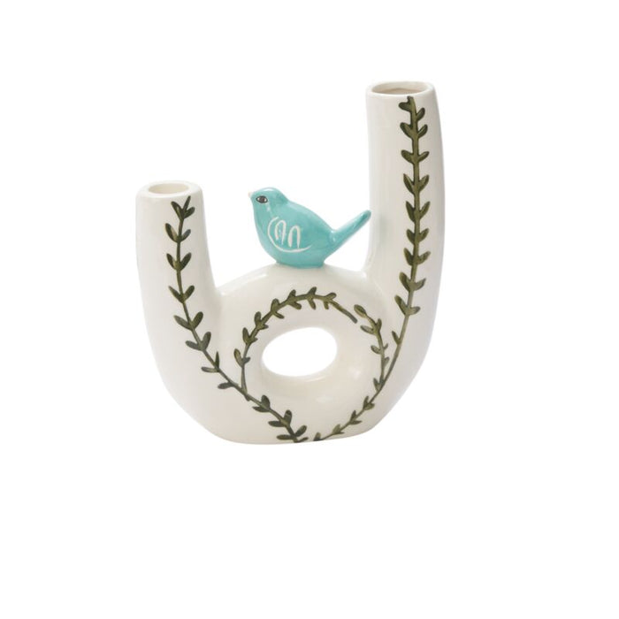 Design Shop White Perched Collection Budvase, 7" X 7.75"