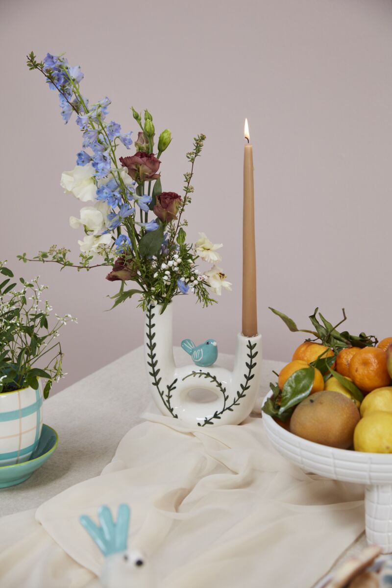 Design Shop White Perched Collection Budvase, 7" X 7.75"