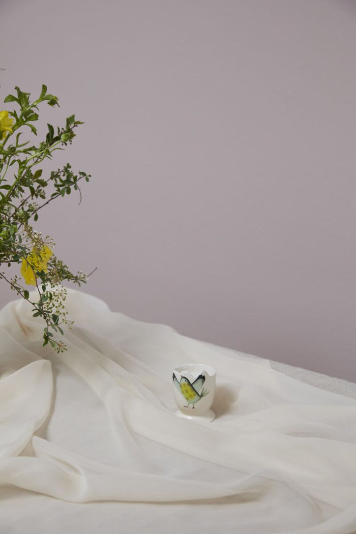 Design Shop White Celebrate Spring Collection Bird Eggcup, 2" X 2.75", Set of 4.