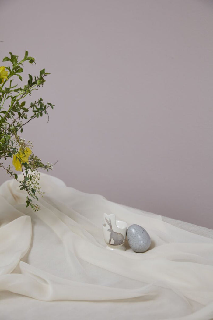 Design Shop White Celebrate Spring Collection Bunny Eggcup, 2" X 3.25", Set of 4.