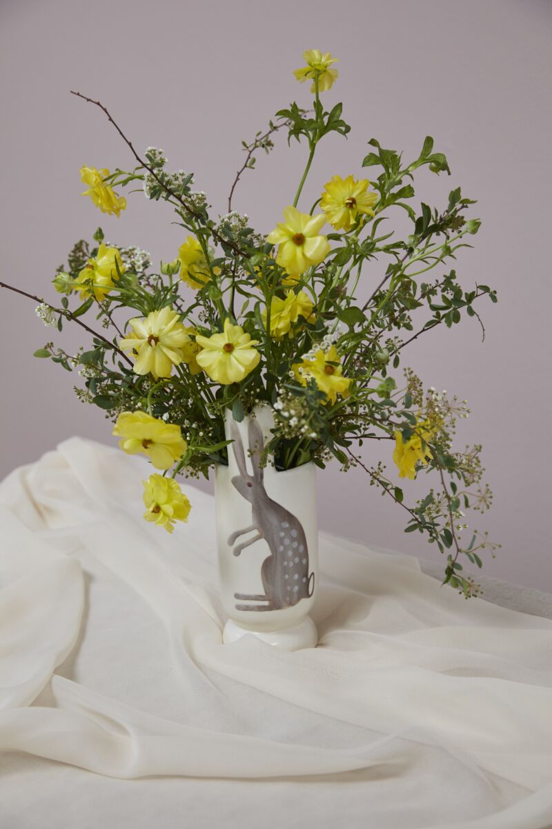 Design Shop White Celebrate Spring Collection Bunny Vase, 3" X 8", Set of 4.