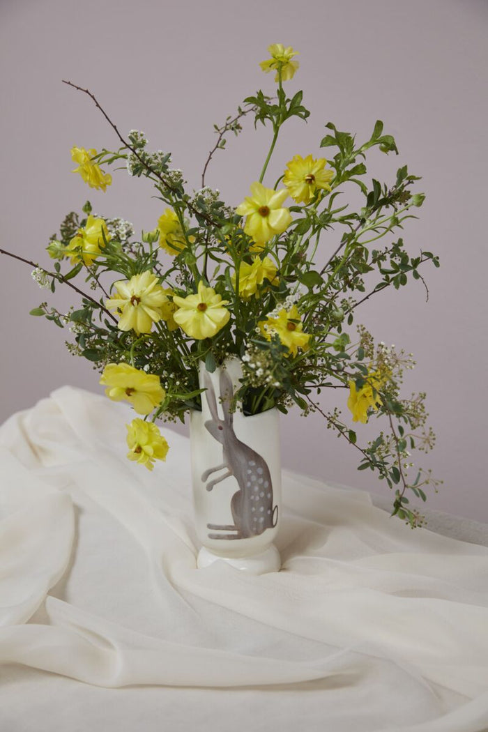 Design Shop White Celebrate Spring Collection Bunny Vase, 3" X 8", Set of 4.