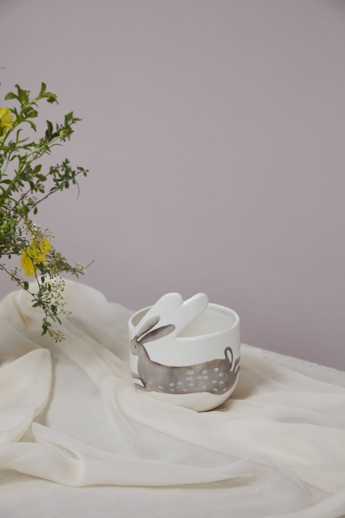 Design Shop White Celebrate Spring Collection Bunny Pot, 5" X 6.25", Set of 4.