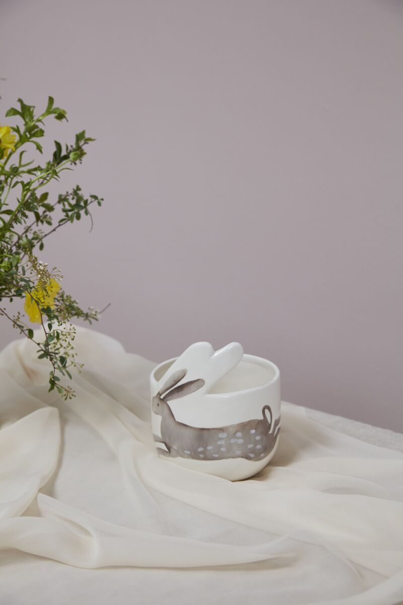 Design Shop White Celebrate Spring Collection Bunny Pot, 5" X 6.25", Set of 4.