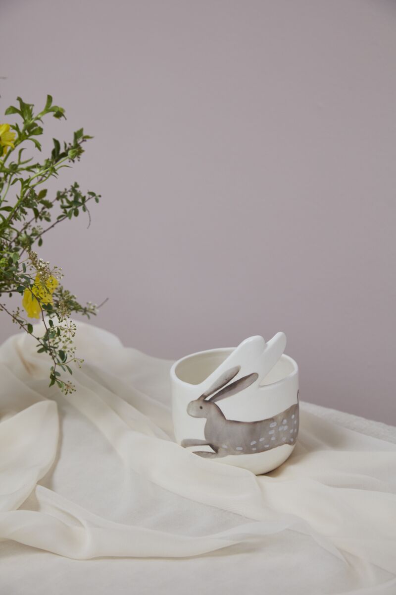 Design Shop White Celebrate Spring Collection Bunny Pot, 5" X 6.25", Set of 4.