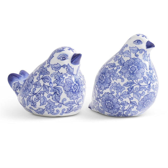 Design Shop Set Of 2 Blue And White Chinoiserie Porcelain Sitting Birds