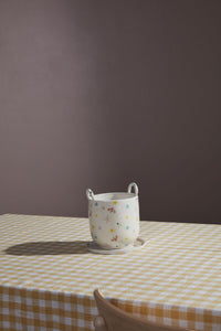 Design Shop Multicolor Ditsy Collection Pot with Saucer, 8" X 7"