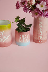 Design Shop Pink Love Out Loud Collection Pot, 4" X 4", Set of 4.
